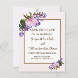 Invitación Floral rosa Magnolia Lavender Ahorra La Fecha