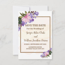 Invitación Floral rosa Magnolia Lavender Ahorra La Fecha