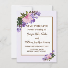 Invitación Floral rosa Magnolia Lavender Ahorra La Fecha