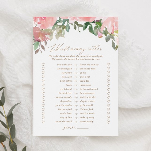 Invitación Floral rosa mami más bien un juego de Baby Shower (Subido por el creador)