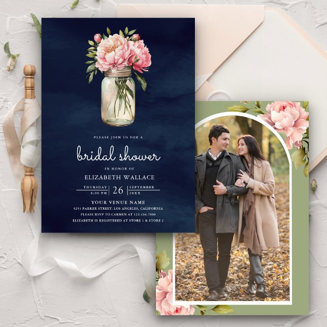 Invitación Floral rosa Mason Jar Foto Marina Ducha De Novias (Subido por el creador)
