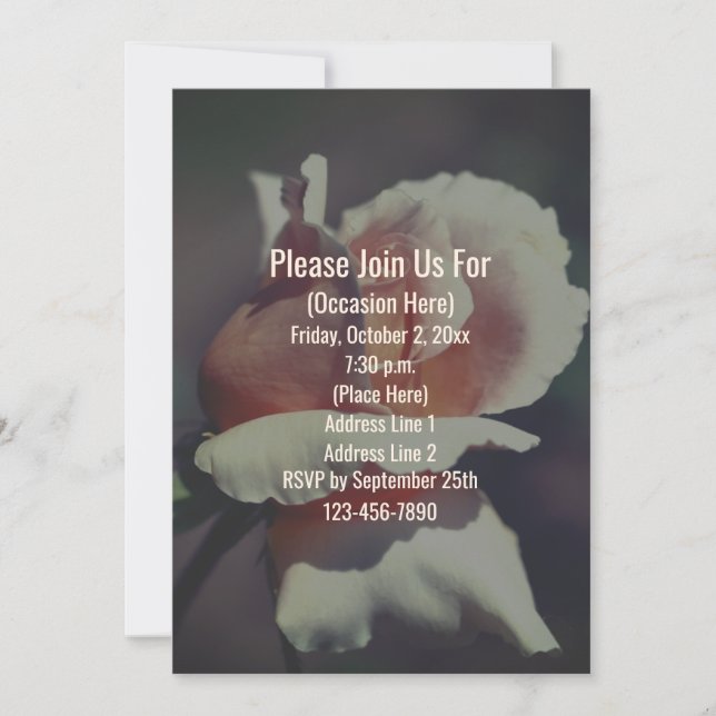 Invitación floral Rosa Melocotón (Anverso)