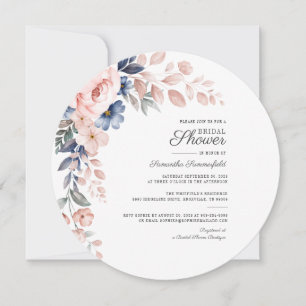 Invitación Floral rosa moderna acuarela florón ducha de novia