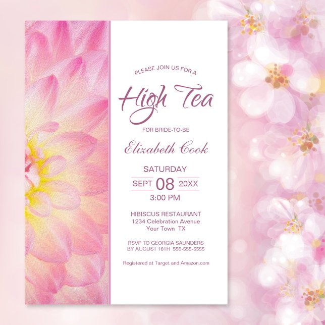 Invitación Floral rosa moderna alta ducha de novia de té (Subido por el creador)