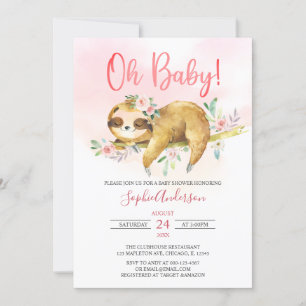 Invitación Floral rosa Oh niña pequeña puta Baby Shower