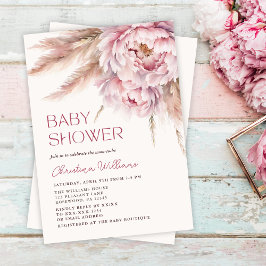 Invitación Floral rosa Pampas Grass Floral Baby Shower