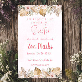 Invitación Floral rosa Pampas Shower