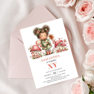 Invitación Floral Rosa para Cumpleaños Mágico de H