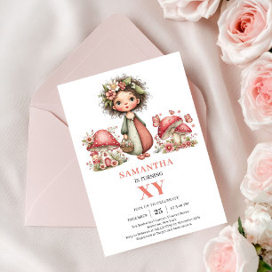 Invitación Floral Rosa para Cumpleaños Mágico de H