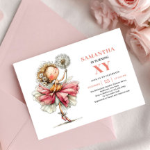 Invitación floral rosa para el 4to cumpleaños de S