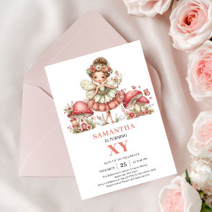 Invitación floral rosa pastel para el 4º cumpleaño