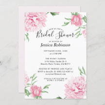 Floral Rosa Peony White Background Shower