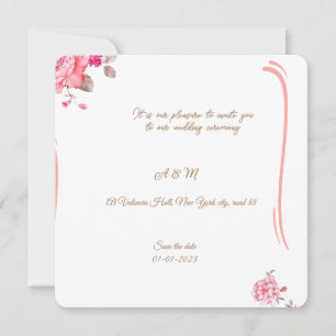 Invitación Floral Rosa Polvorienta Romántica