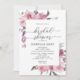 Invitación Floral Rosa polvoriento Rubor Flores rosadas ducha