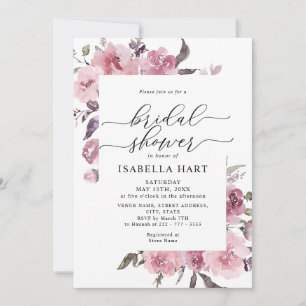 Invitación Floral Rosa polvoriento Rubor Flores rosadas ducha