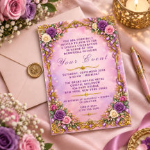 Invitación floral rosa púrpura