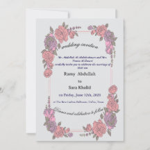 Invitación Floral Rosa Púrpura Elegante