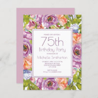 Floral rosa púrpura Lilac 75 Años Mujeres