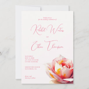 Invitación Floral Rosa Romántica