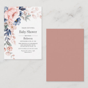 Invitación floral rosa rosa azul de la flor de Bab