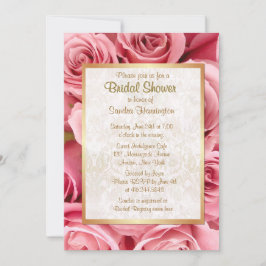 Invitación Floral rosa rosa ducha de novia