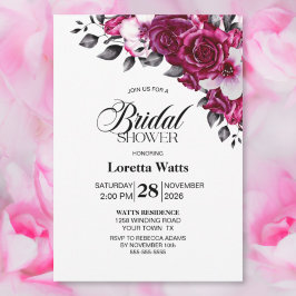 Invitación Floral rosa rosa ducha de novia