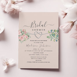 Invitación Floral rosa rosa ducha de novia