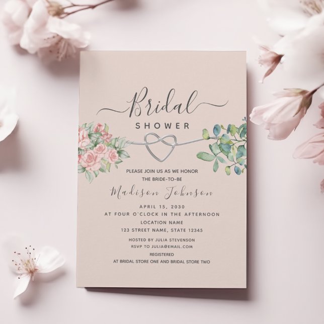 Invitación Floral rosa rosa ducha de novia (Subido por el creador)