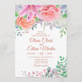 Invitación Floral rosa Rubor