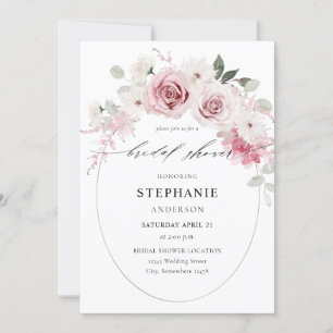 Invitación Floral rosa Rubor 2 ducha de novia