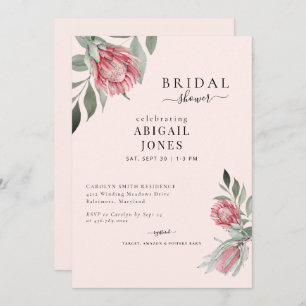 Invitación Floral rosa Rubor Bridal Shower