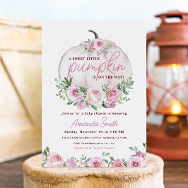 Invitación Floral rosa Rubor Pequeña Calabaza Baby Shower