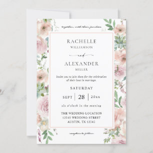 Invitación Floral rosa Rubor y Boda suculento 2