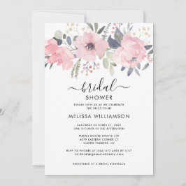 Invitación Floral rosa Rústica ducha de novia