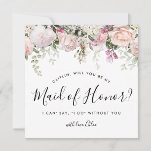 Invitación Floral rosa rústica serás mi empleada de honor
