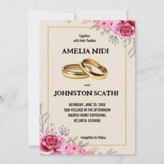 Invitación Floral rosa simple y moderno