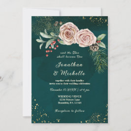 Invitación Floral rosa sobre Boda cristiano verde