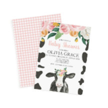 Floral rosa vaca y Baby Shower de Gingham