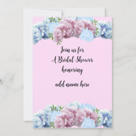 Invitación floral rosa y azul para despedida de so