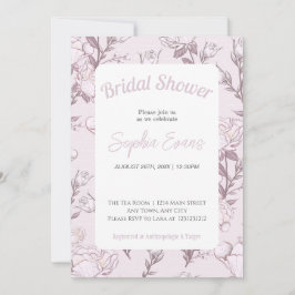Invitación Floral rosa y blanca bordeada de ducha de novias
