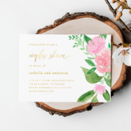 Invitación Floral rosa y caligrafía Boda duchas de parejas