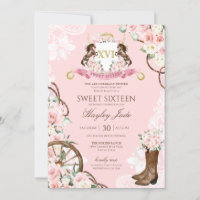 Floral rosa y elegante Escudo Cowgirl Ranch dulce 