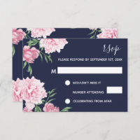 Floral Rosa y Fondo Azul Marino | RSVP