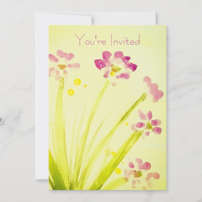 Invitación Floral rosa y lima (Anverso)