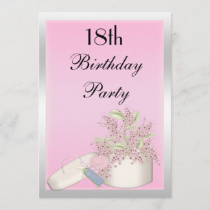 Invitación Floral rosa y plata 18 cumpleaños