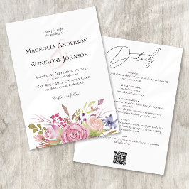 Invitación Floral rosa y polvorienta en un Boda