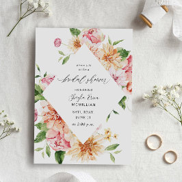 Invitación Floral rosa y rosa y dulce y ducha de novia verde