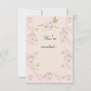 Invitación floral rosa y verde