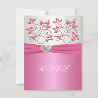 Invitación Floral rosa y verde pálido con amor II RSVP