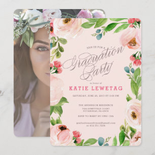 INVITACIÓN FLORAL ROSADA DE LA FIESTA DE
